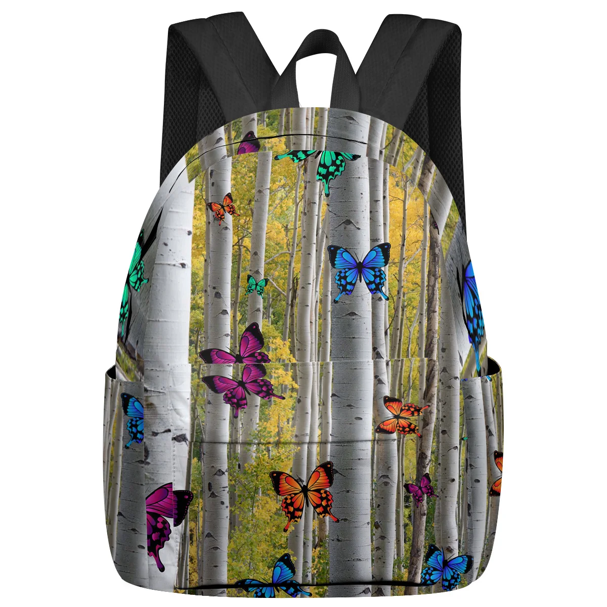 Color Butterfly Birch Forest Women Man Backpacks Waterproof Travel School Backpack For Student Boys Girls Laptop Bags Mochilas