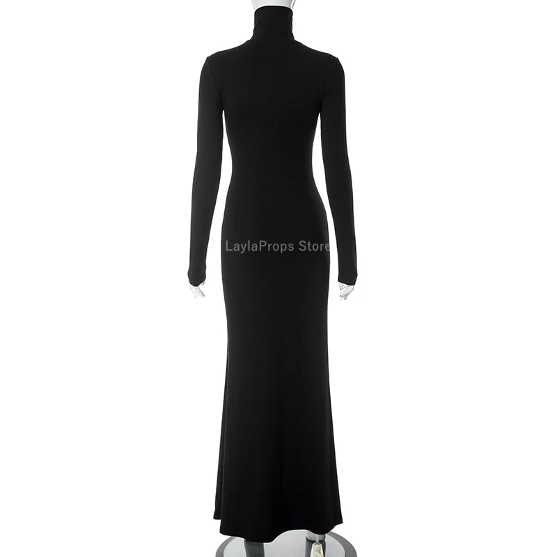Vestido de maternidad con Cuello medio alto, manga larga, corte ajustado, estilo elegante para sesiones de fotografía