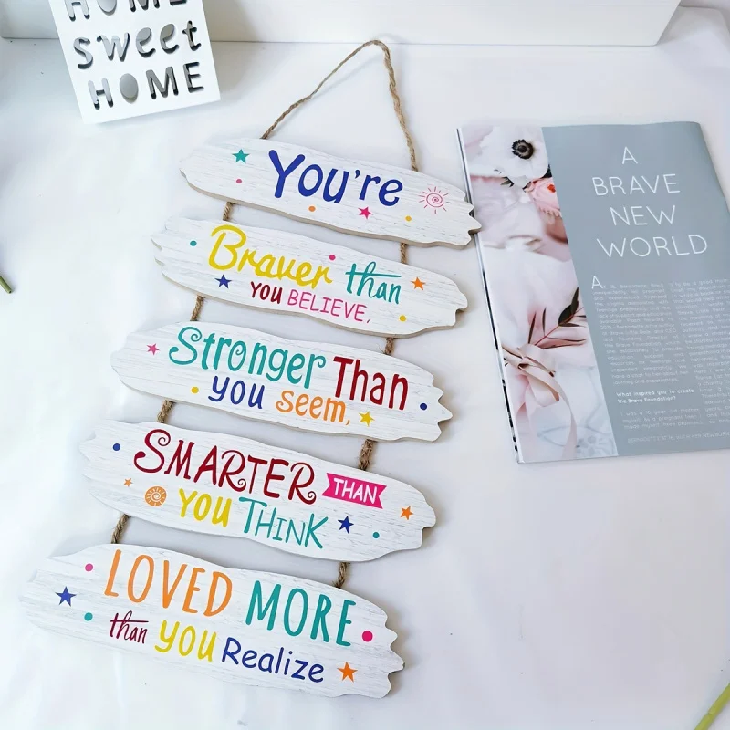 الإنجليزية الزخرفية خشبية حبل القنب سلسلة علامة غرفة الأطفال عطلة تشجيع الديكور هدية #4