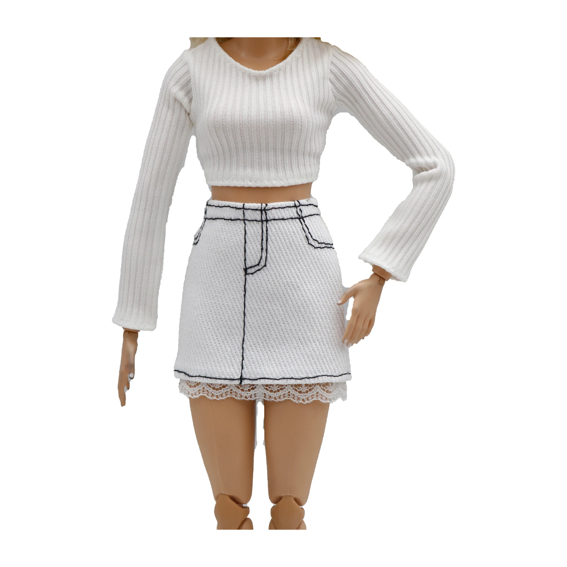 New 30cm 1/6  stripes shirt  skirt Daily Wear Accessories Clothes for Barbies doll