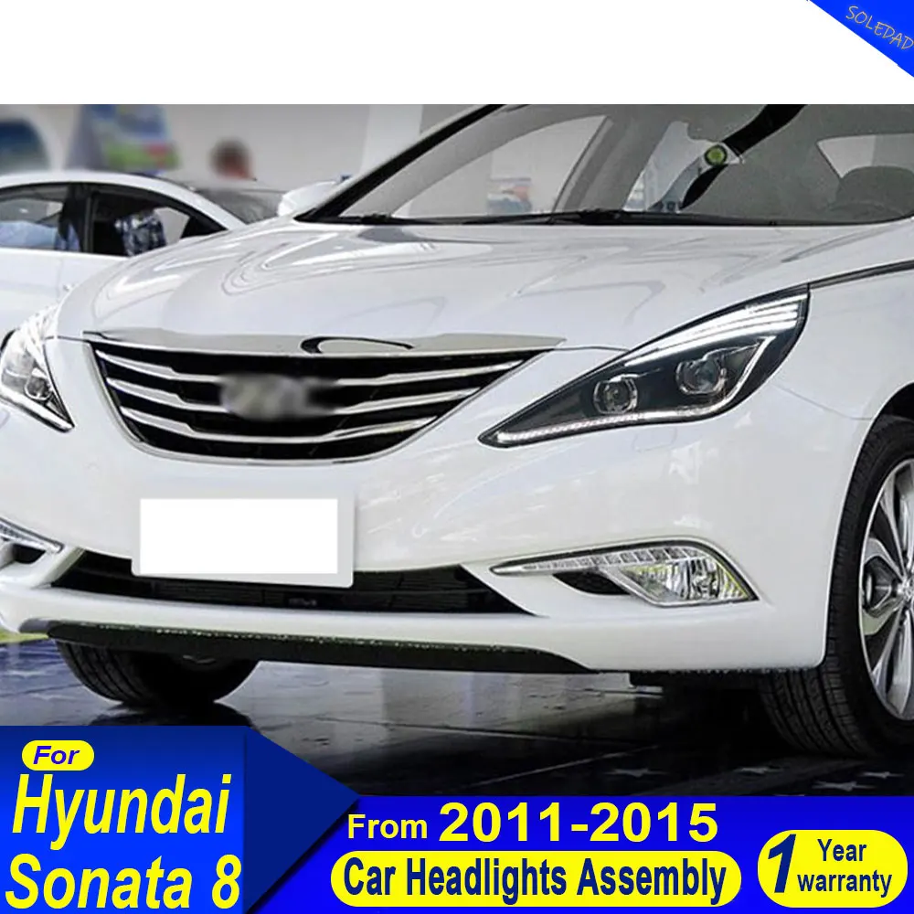 Car Headlight For Hyundai Sonata 8 2011 2012 2013 2014 2015 2016 Car  LED DRL Hella 5 Xenon Lens Hid H7 Sonata Car Accessories