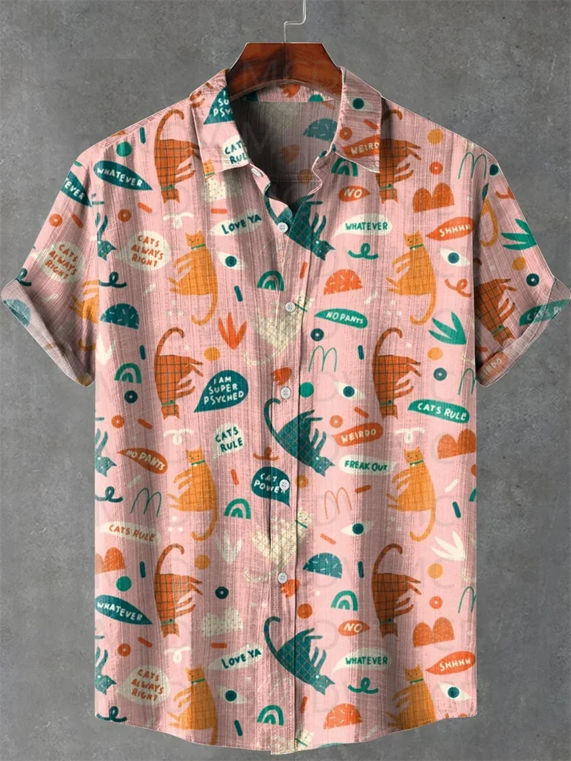 2025 Primavera/Estate Fashion Design Modello Camicia a maniche corte da uomo Camicia stampata digitale HD 3D Moda giovanile Abbigliamento uomo musulmano