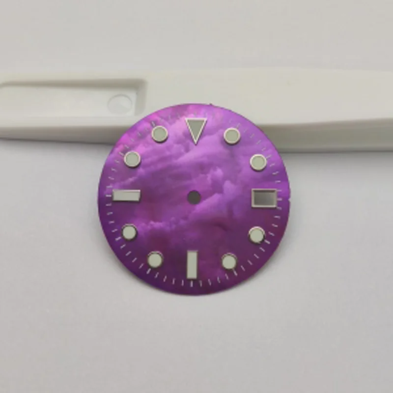 28.5mm green Purple blue White Solid color Luminous sterile single date for NH35 NH36 movement watch dial parts