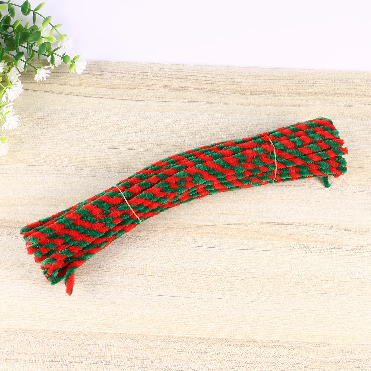 Bâtons de Chenille pliables bicolores, 50 pièces, rouge vert foncé pour enfants, artisanat fait à la main, matériaux artisanaux éducatifs créatifs