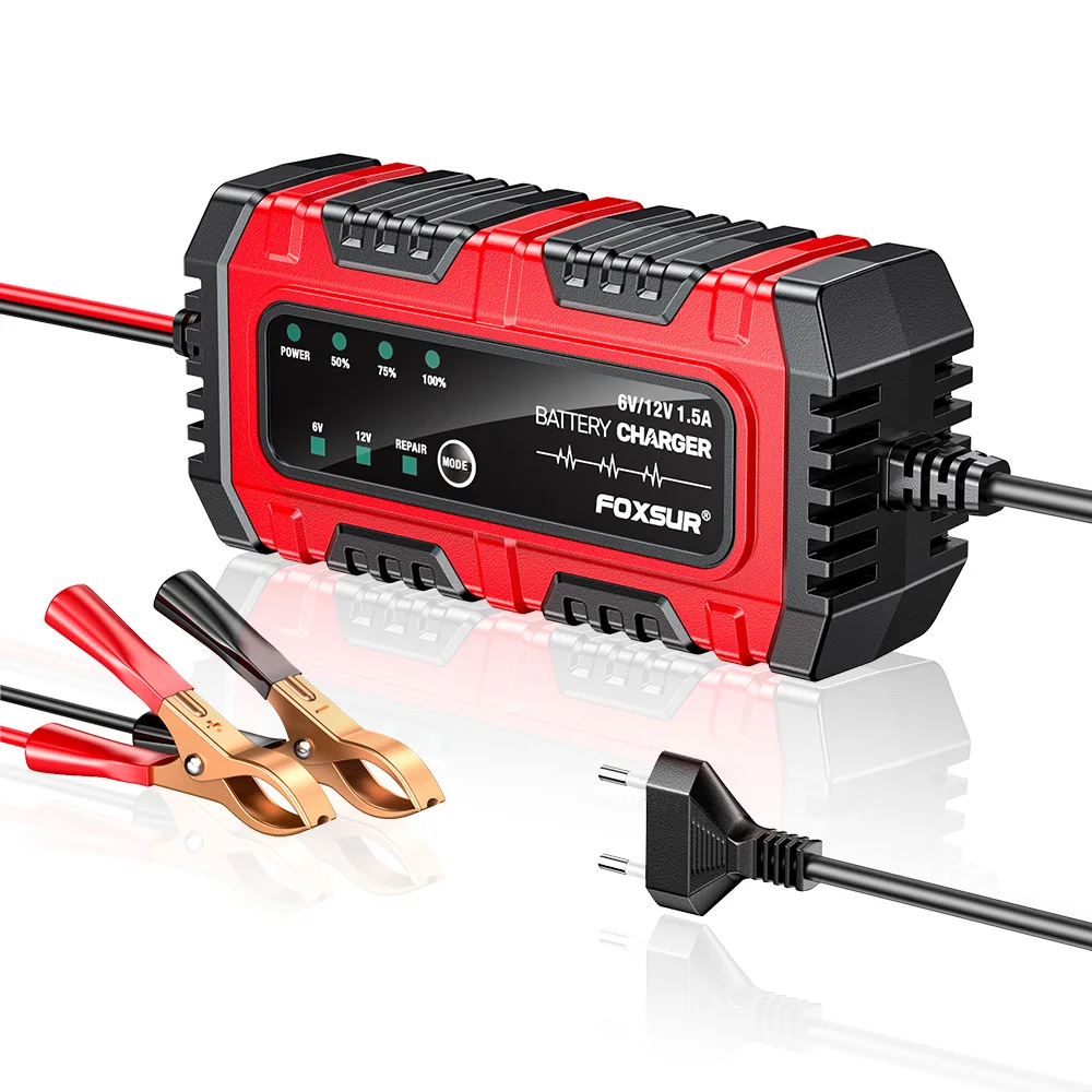 12V Motorcycle Battery Charger and Maintainer Digital Display Car Battery Charging 1.5A Fully Automatic Trickle Battery Charger