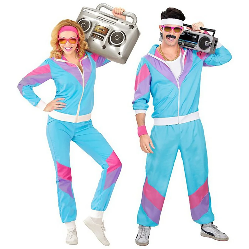 Festive Stage Costume 80 S Vintage Disco Hip Hop Sports Jacket Trousers Two-Piece Suit Men And Women Adult Dance Suit