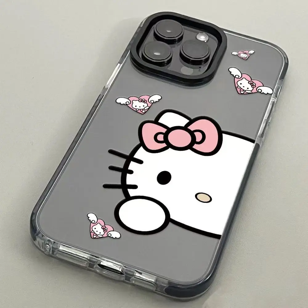 Sanrio Hello Kitty The Big Head Phone Case For iPhone 15 14 13 12 11 Pro Max 7 8 Plus XR XS MAX Y2K Girl Anti Fall Back Cover