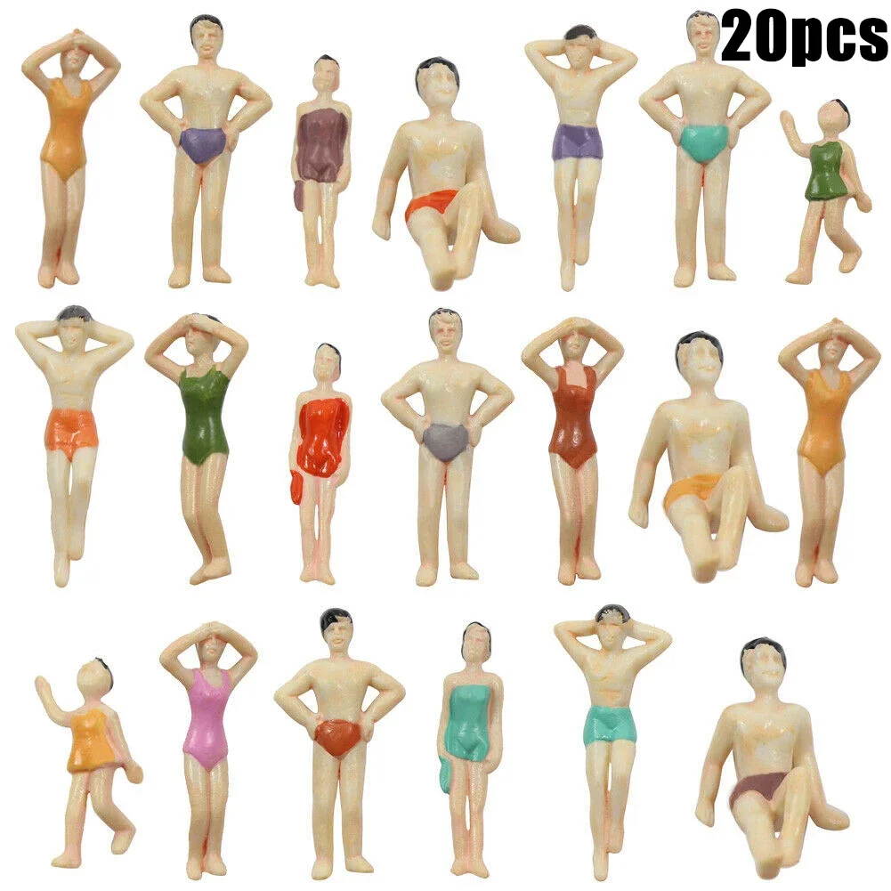 20PCS O Scale ว่ายน้ําตัวเลข 1:48 คนรูปแบบ Micros ภูมิทัศน์อุปกรณ์เสริม Figurines Miniatures สําหรับตกแต่งบ้าน