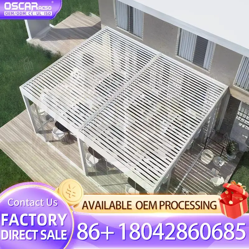 2022 Size Waterproof Outdoor Aluminum Pergola with Electric Louvers Opening for Garden Patio Backyard pergola