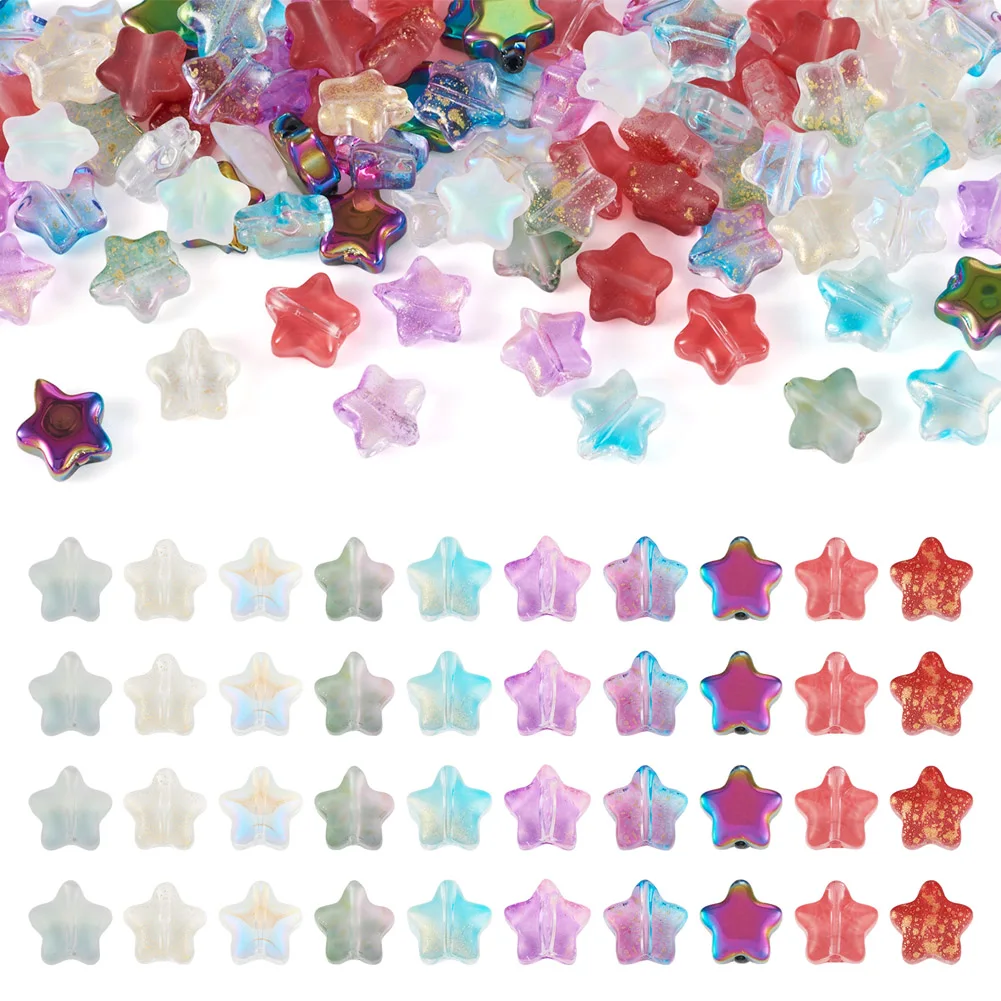 

100pcs Mixed Star Transparent Electroplate Glass Beads Loose Beads for Diy Necklace Earrings Handmade Jewelry Making Accessories