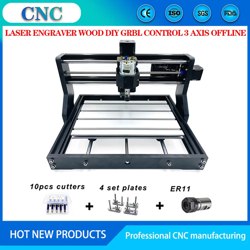 Enrutador CNC 3018 Pro, grabador láser de madera DIY, Control GRBL de 3 ejes sin conexión, fresadora Pcb, enrutador de madera, artesano en Metal