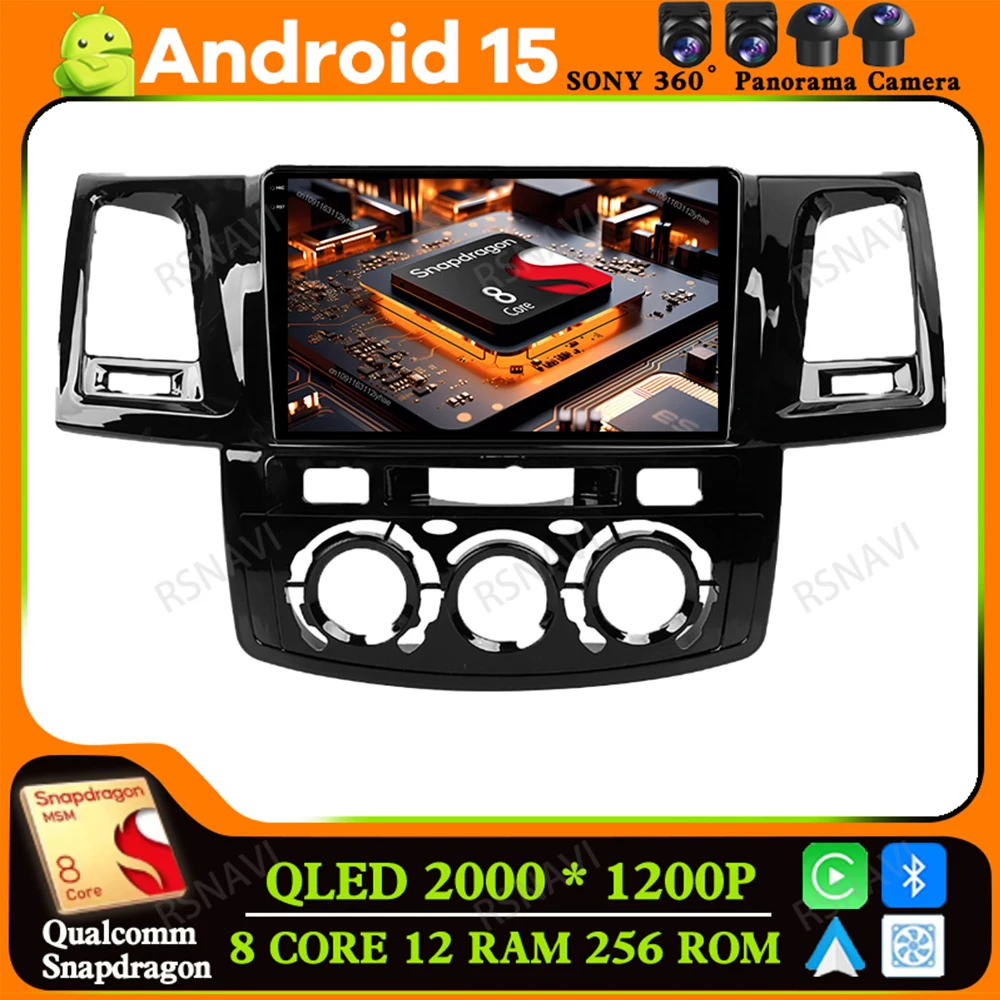 

Android 15 For Toyota Fortuner HILUX Revo Vigo 2007-2015 DSP BT 5G WIFI Head Unit Car Radio Navigation Qualcomm GPS Viedo Player