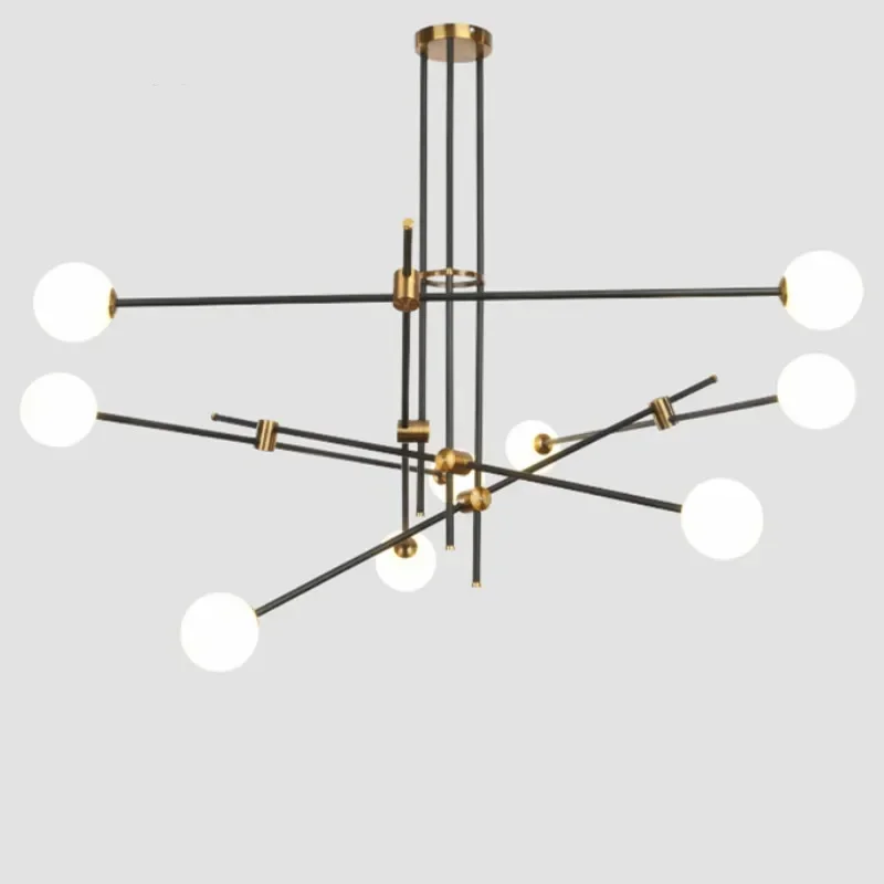 Creative modern wrought iron retro living room dining room bedroom personality geometric line combination Pendant LightsLX102718