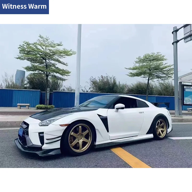 GTR GT-R R35 V Style Carbon Fiber FRP Front Bumper Front Lip Splitter for Nissan GTR R35 09-15