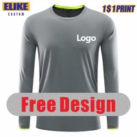 ELIKE Long Sleeve Sport Quick-Drying T Shirt Custom Logo Print Personal Design Company Brand Embroidery 8 Colors Round Neck Tops