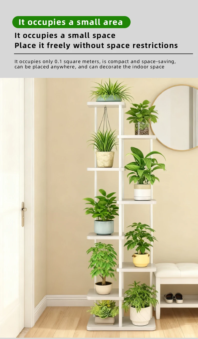 Holz-Pflanzenständer mit 7 Ebenen, Blumenregal, Aufbewahrung für Blumentöpfe, Organizer für Haus und Garten – Detail 3