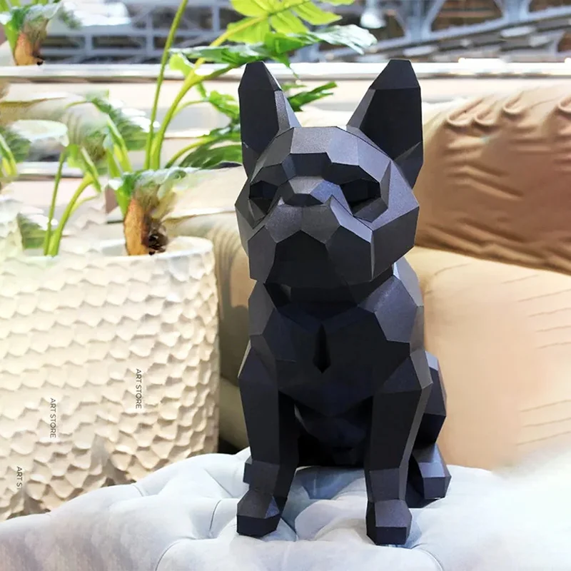 50cm buldogue francês bebê artesanal diy modelo de papel decoração para casa quarto piso ornamento mesa decoração papercraft 3d brinquedos criativos