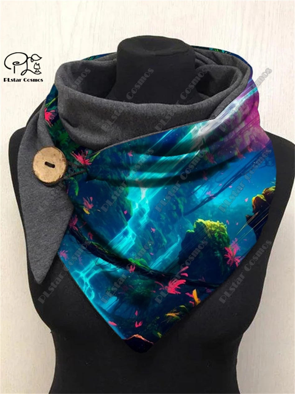 3D printing color starry sky cloud pattern warm shawl scarf spring and winter small triangle scarf female casual  1