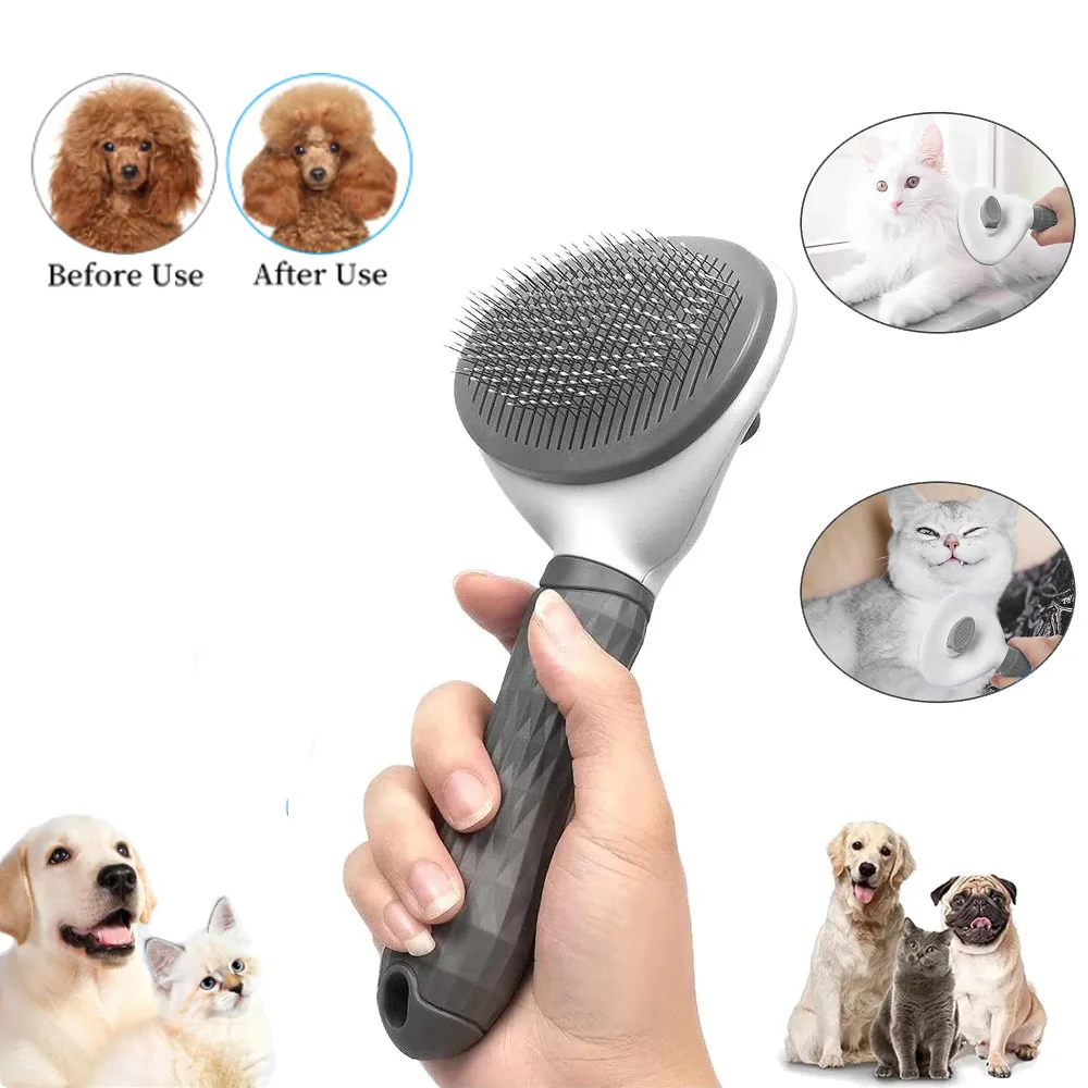 Cepillo para perros y gatos, cepillo removedor de pelo flotante para mascotas, peines de acero inoxidable, herramientas de limpieza para perros,