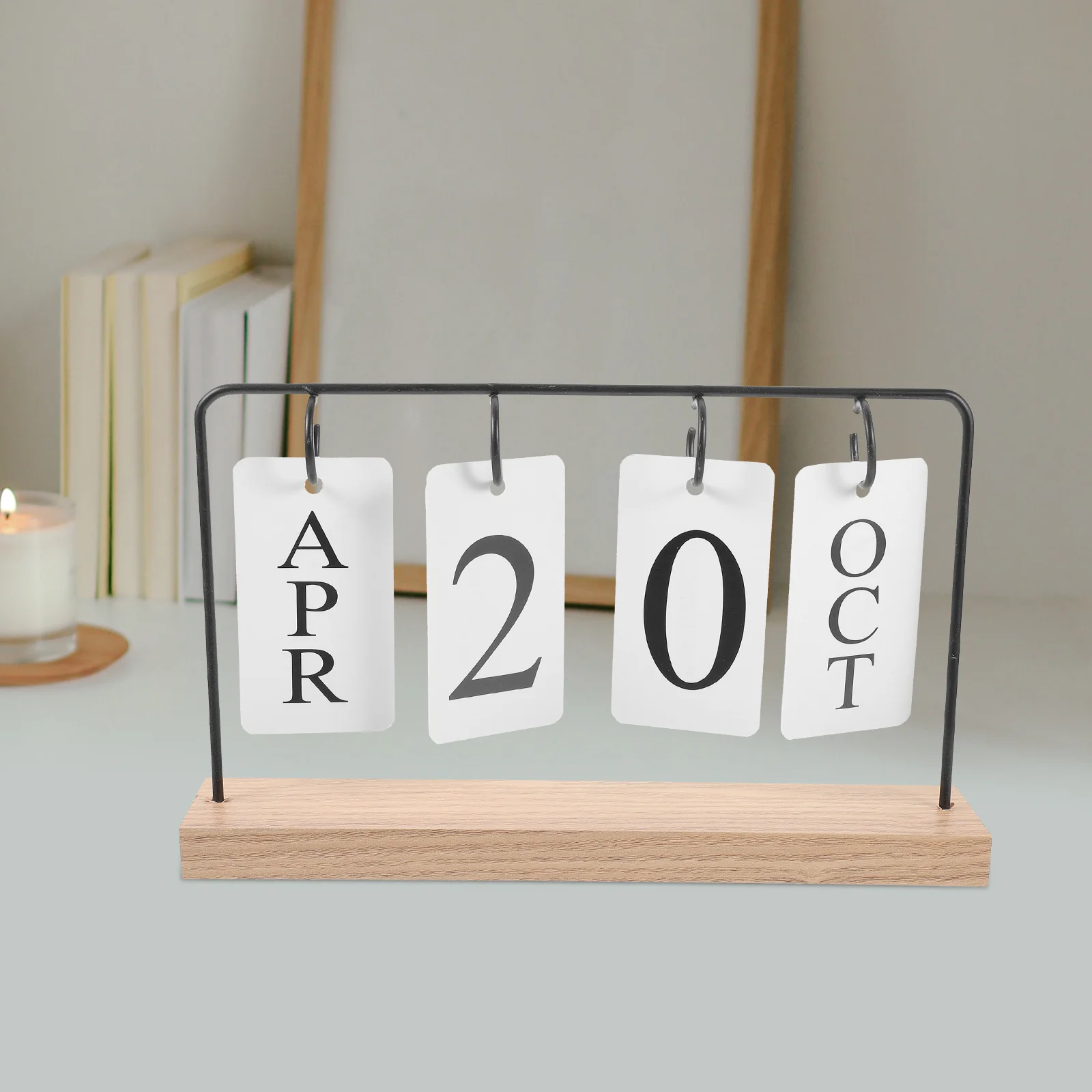 

Perpetual Calendar Reusable Table Wood Flip Household Desk Accessories Vintage Paper Office for Decor