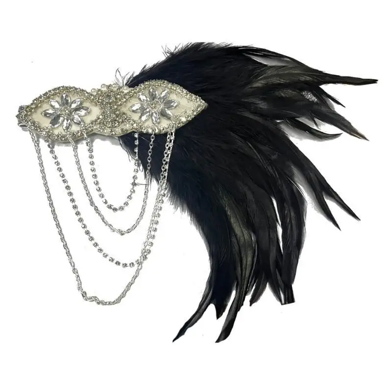39BD Federn Stirnbänder Damen Pailletten Haarbänder Kopfbedeckung Festival Kopfschmuck Requisiten – Detail 5