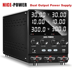 NICE-POWER Dual DC Power Supply Variable 30V 10A Adjustable Switching Regulated Series (60V 10A) Parallel (30V 20A) 30V 5A 60V