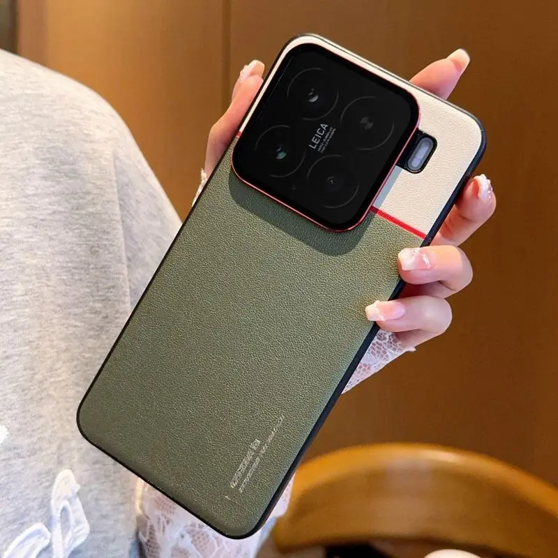 Etui na Xiaomi 17T Pro 17T, luksusowe, czerwone, z blokami kolorów, przyjazne dla skóry, skórzane etui ochronne na MII 17t Pro, ultracienkie, odporne na wstrząsy. — zdjęcie produktu 3