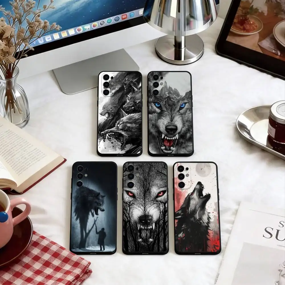 The Wolf Phone Case Soft black For Samsung S25,S24,S21,S22,S23,S30,Ultra,S20,Plus,Fe,Lite
