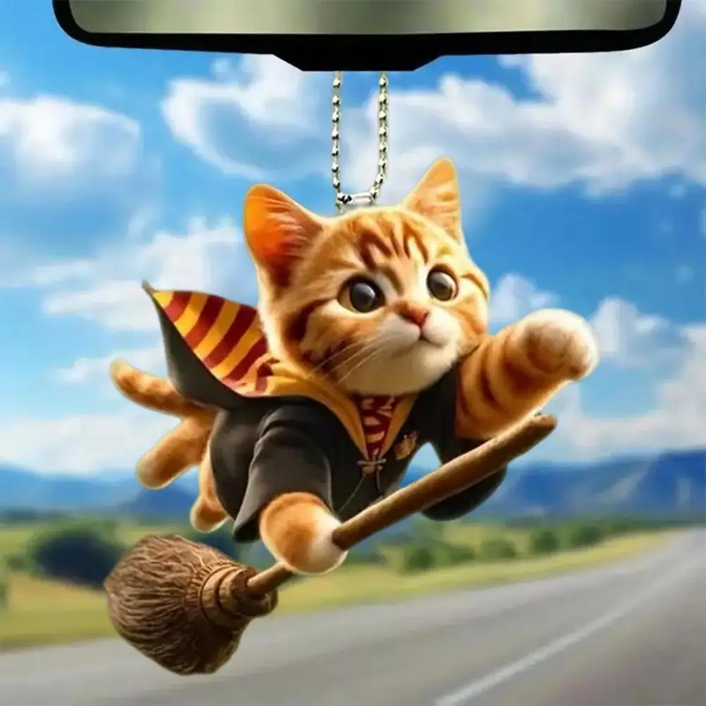 Acrylic 2D Cat Hanging Decoration Animal Hanging Pendents Auto Rearview Mirror Cartoon Kitten Bag Keychain Backpack Decoration