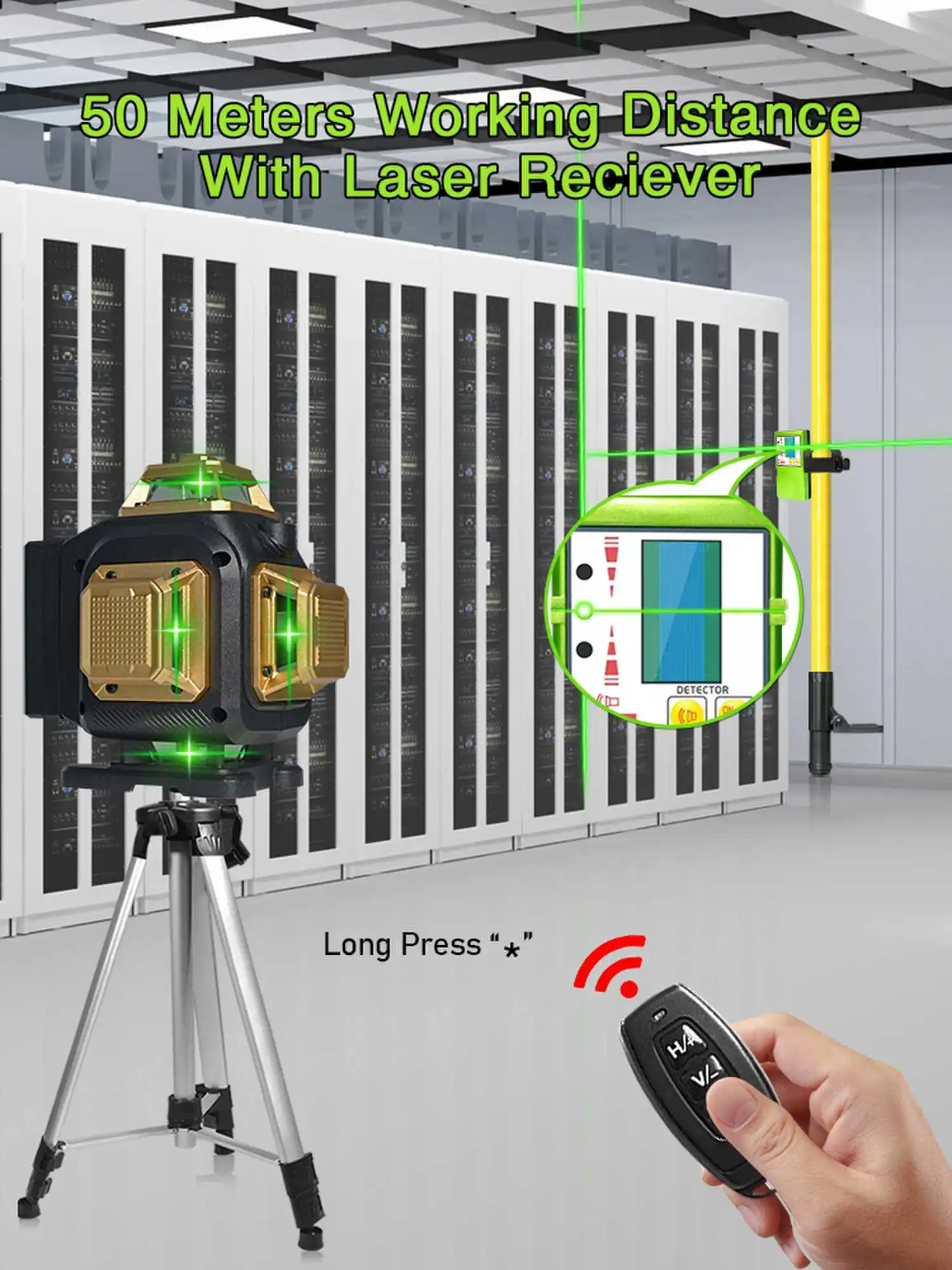 Clubiona 12/16 Line 4D Green Laser Level with 360° Rotation, High-Precision Vertical and Horizontal Lines for Decoration.