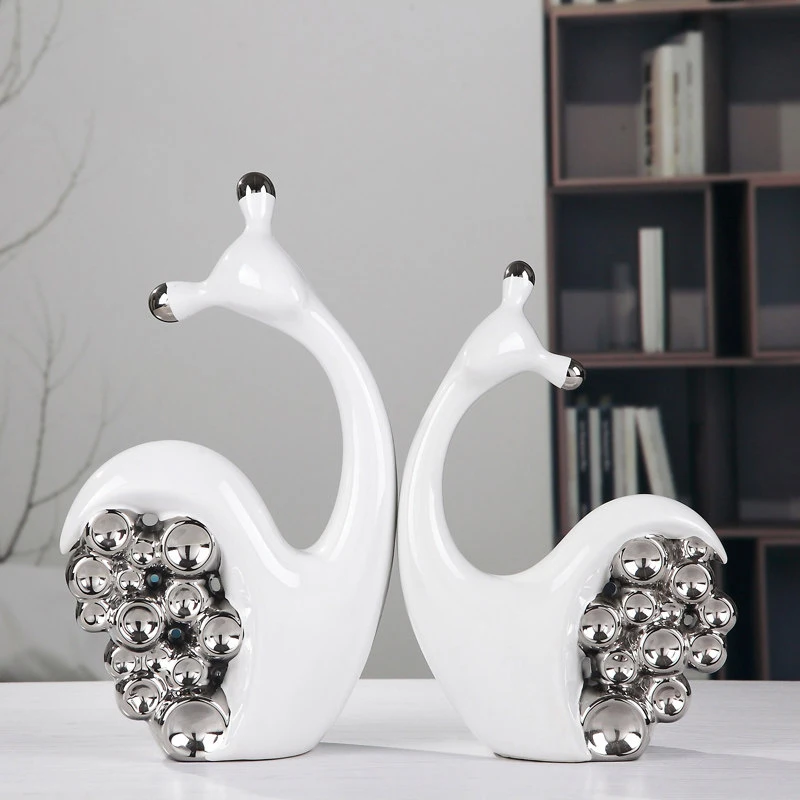 

Modern Ceramic Animal Ornaments Fish Figurines Crafts Home Livingroom Table Furnishing Decoration Office Accessories