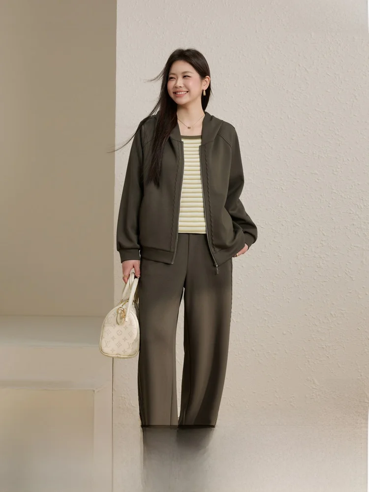 

Удобный повседневный комплект свободного кроя для женщин больших размеров: модный, простой, из двух предметов, весенний, новый, повседневный нарядный ансамбль