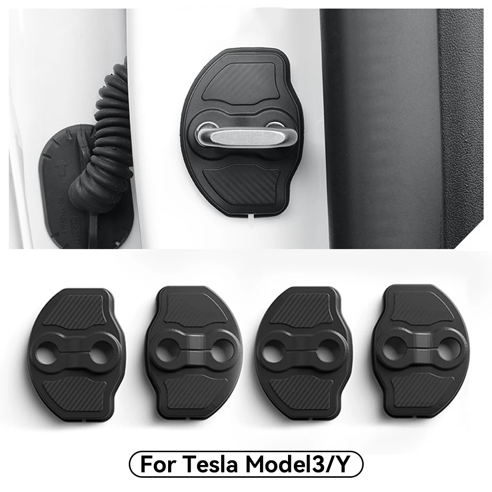 4pcs Car Door Mute Damping Cushion Silicone Door Lock Buckle Cover for Tesla Model Y Model 3 2017-2023 MODEL 3 Highland 2024