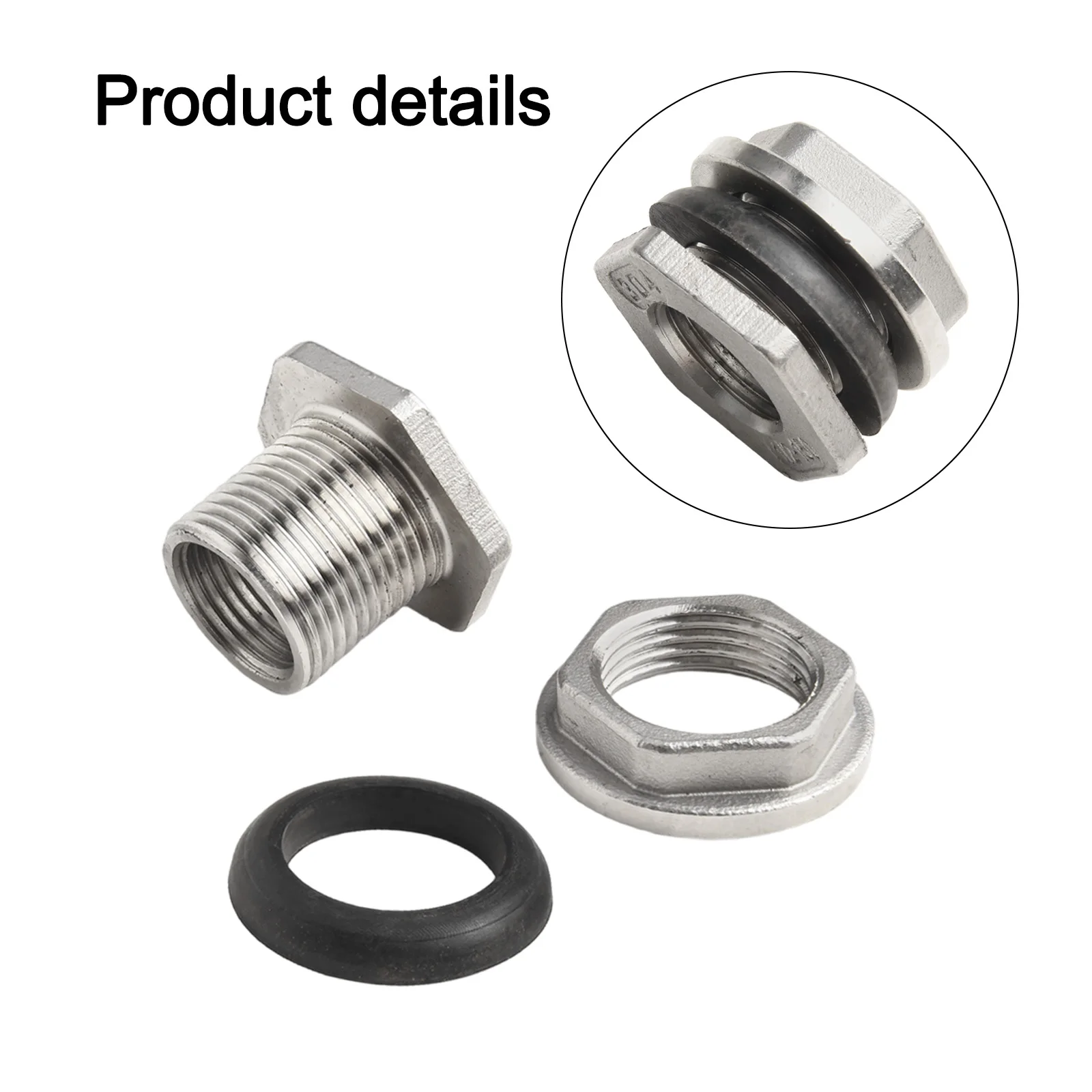 1/2'' 304 Stainless Steel Pipe Fitting Connector Coupler Water Tank Hole Drainer Fish Tank Water Bucket Accessories