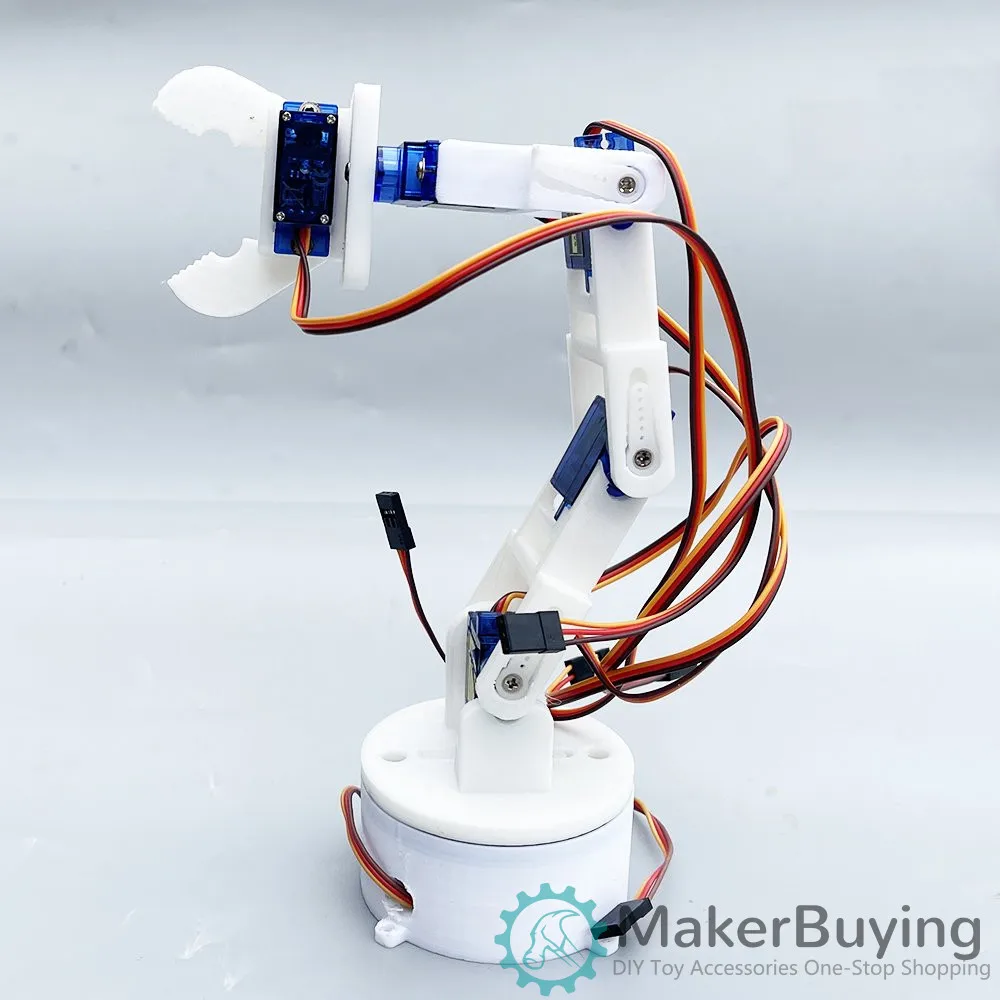 6dof 3D printing white six axis robotic arm DIY robot assembly 3D printing product SG90 SNAM7600