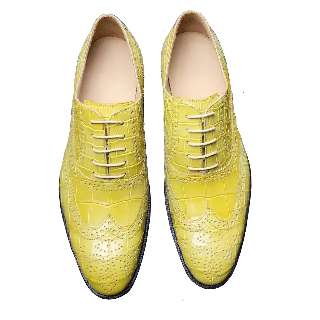 yingshang new formal shoes male crocodile shoes yellow business party wedding