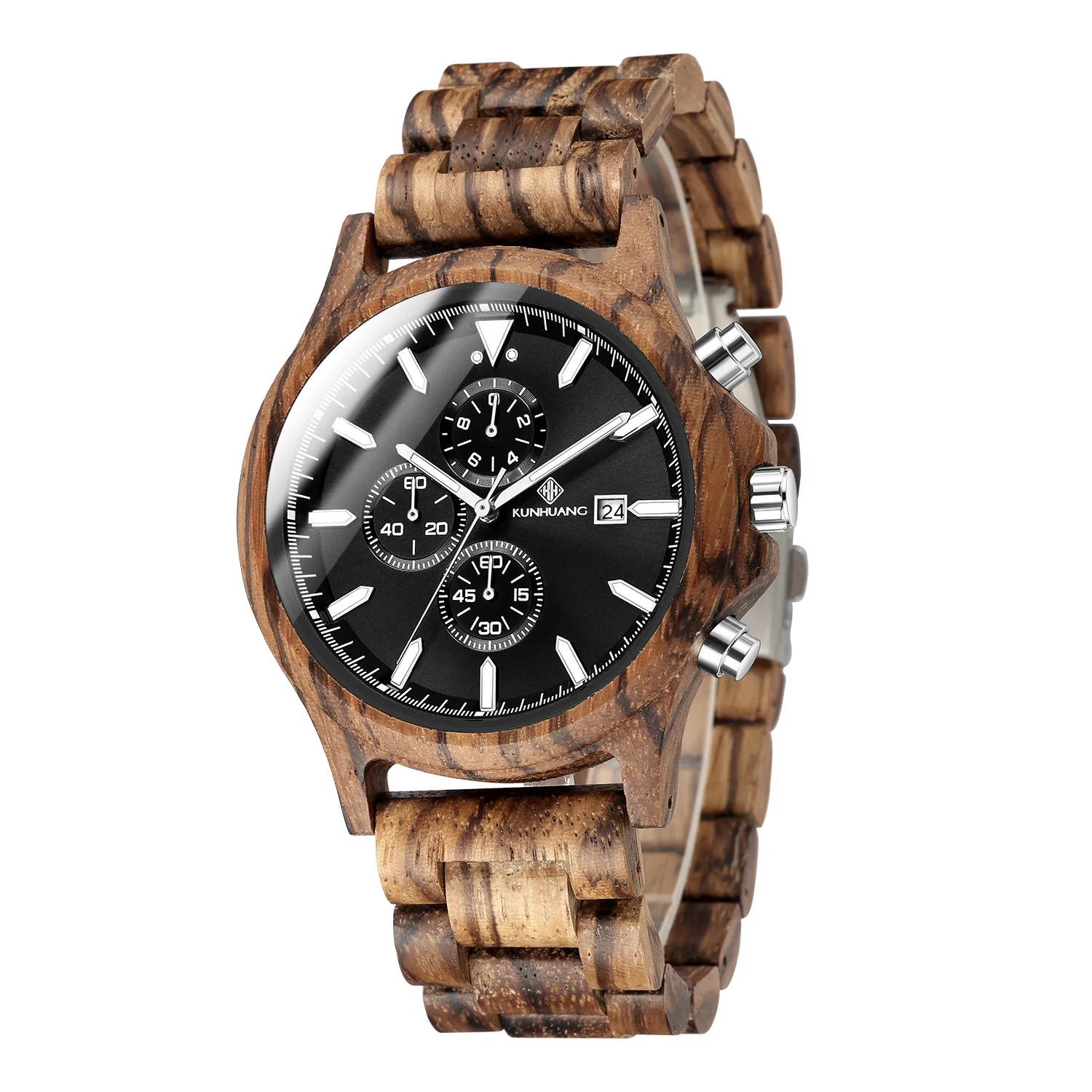New Men's Watch with Three Eyes and Six Needles Multi functional Wooden Watch Cross border E-commerce Fashion Sports 