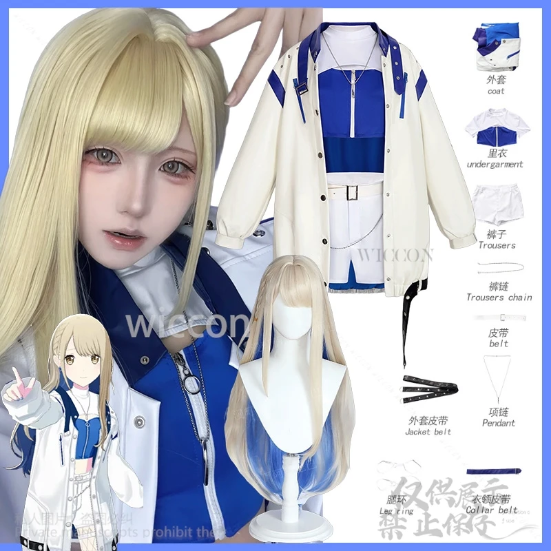 Azusawa Kohane Cosplay Anime Game Project Sekai Colorful Stage Feat Vivid BAD SQUAD Costume Idol Coat Lolita Blue Wig Customized