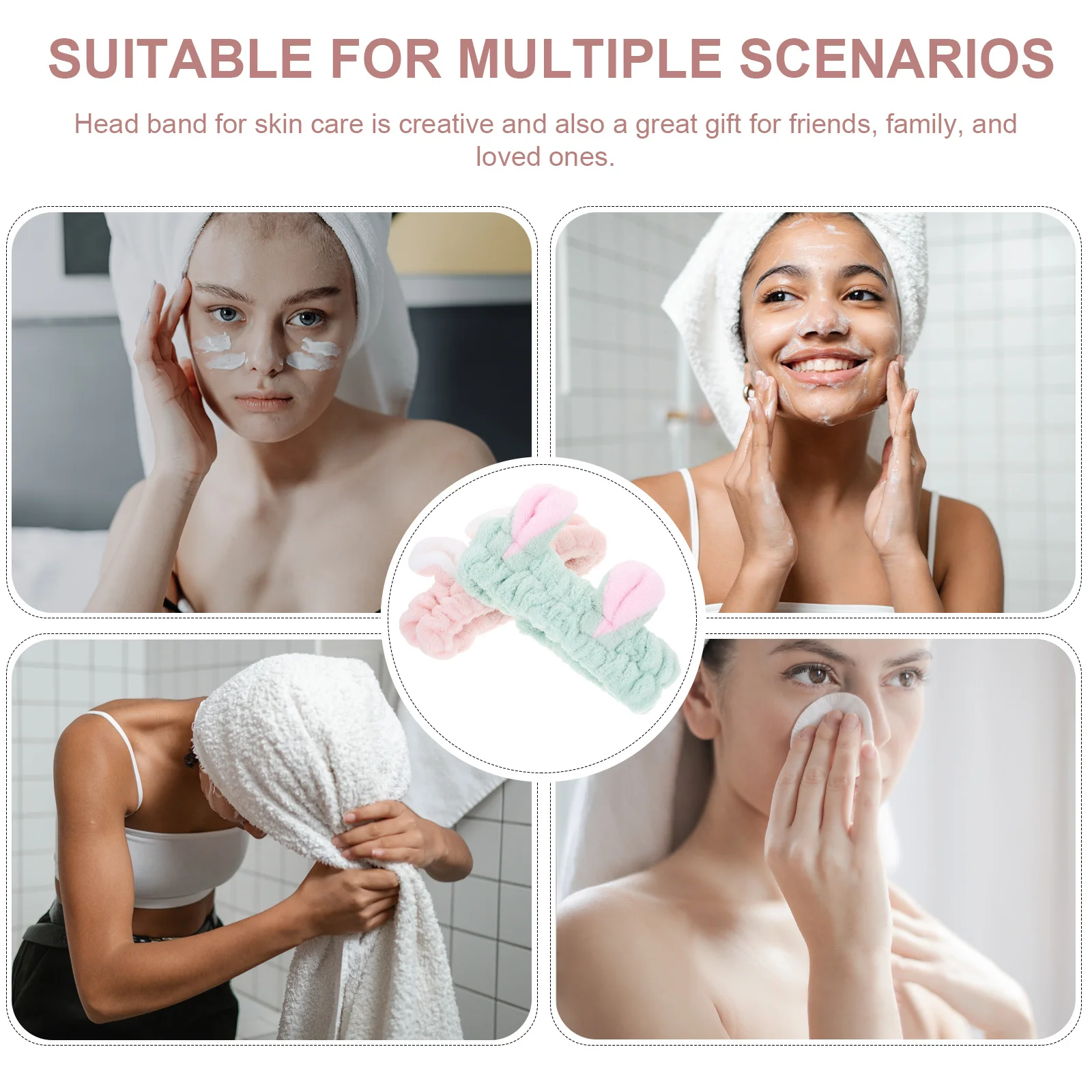 

2pcs Rabbit Ear Headband Women'S Hair Accessories For Washing Face Makeup Spa Skincare Shower Bath Travel Daily Use Headbands