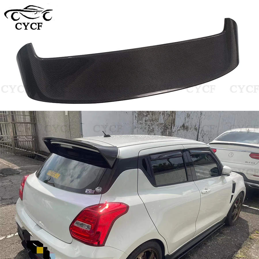 High quality Real Carbon Fiber For Suzuki Swift Sports ZC33S Series Car Rear Trunk Spoiler Tail fins Lip Wing Lip Extension