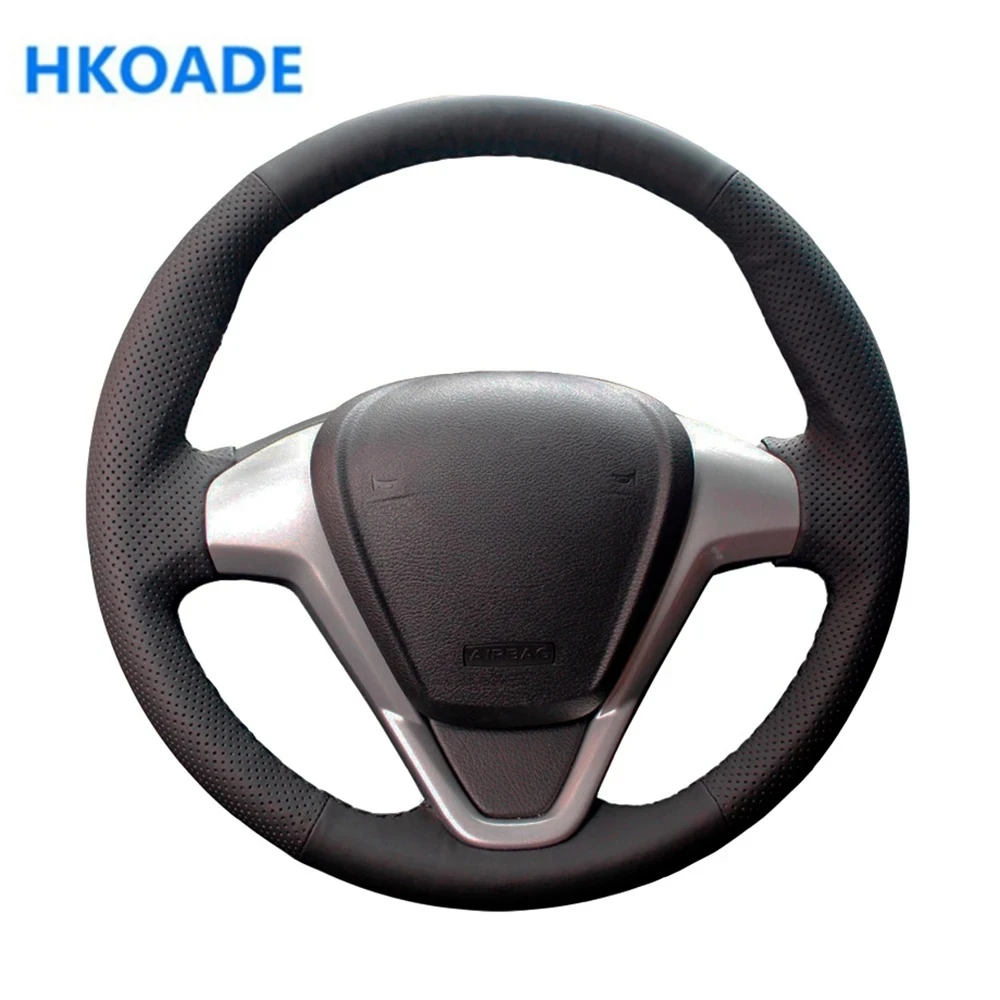 Customize DIY Micro Fiber Leather Car Steering Wheel Cover For Ford Fiesta 2009 2010 2011 2012 2013 EcoSport 2013 Car Interior