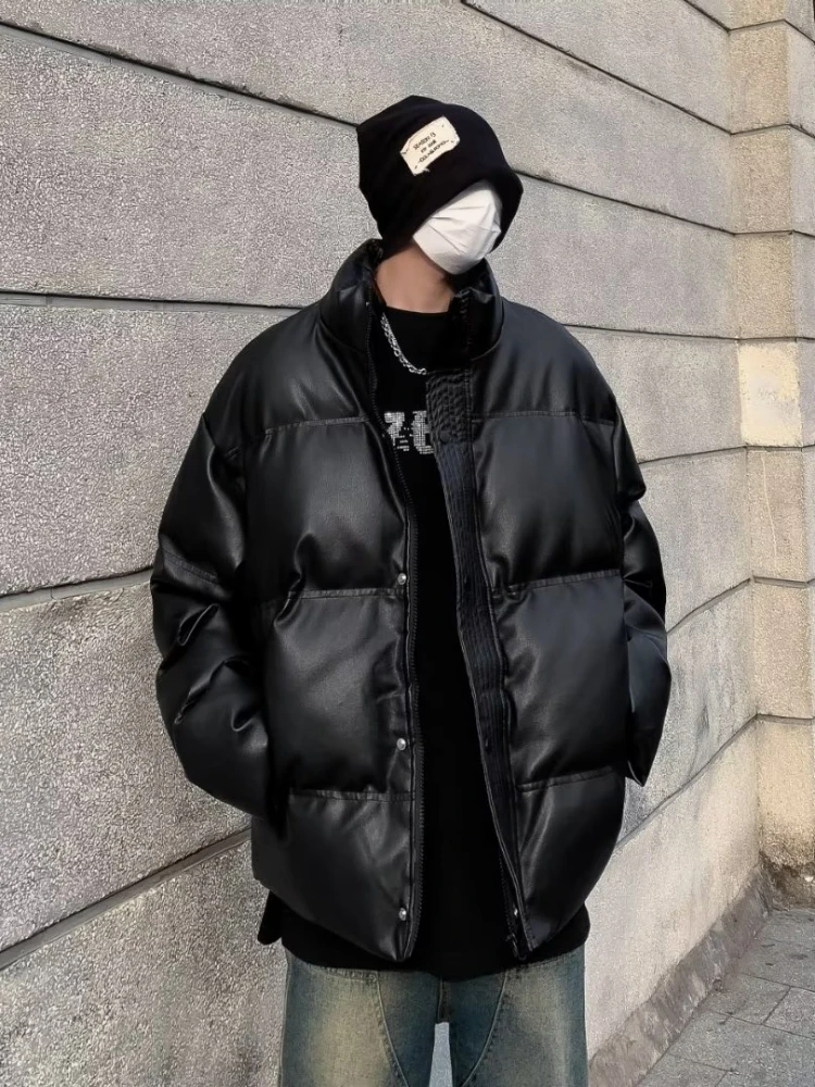 Parkas Men Chic Streetwear Harajuku American Style Baggy Warm Stand-up Collar Versatile Fashion Teenagers Clothing Winter Daily