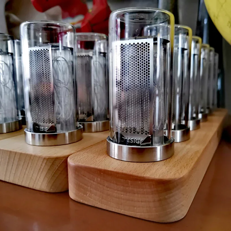 Nixie Tube Clock Led Table Glow Tube Clock Wood Luxury Digital Watch RGB Electronic Desktop Alarm Clocks Vintage Birthday Gift