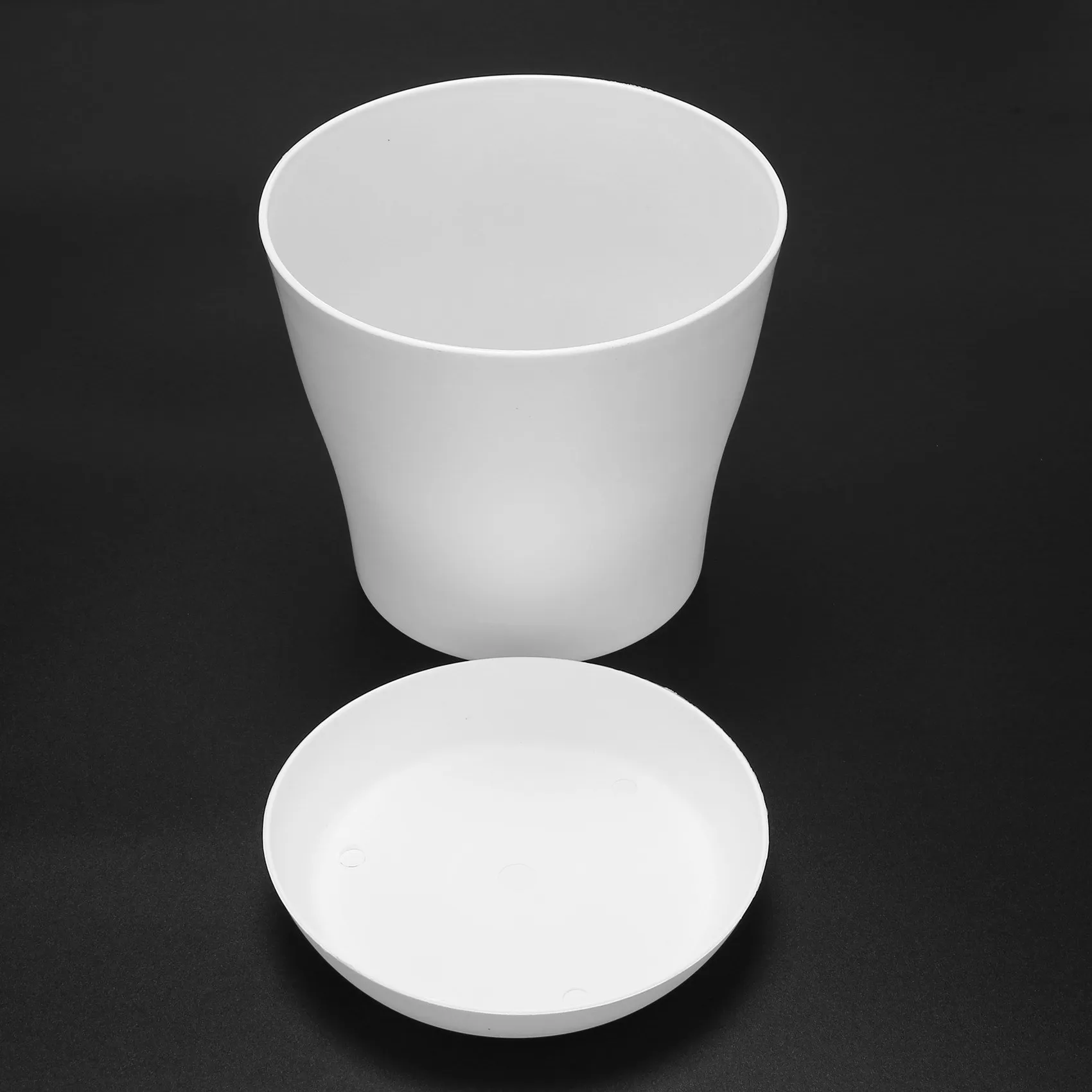 

KB-8X Plastic Plant Flower Pot Planter With Saucer Tray Round Gloss Home Garden Decor, White Upper Caliber, 17Cm/6.69 Inch