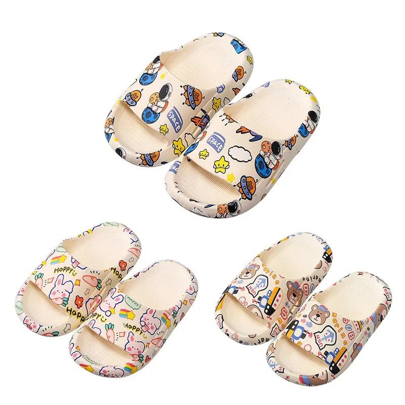 Boys Girls Cartoon Bathroom Antislip Soft Sole Slides Slippers Children Anti-slip Sandals Home Bathroom Shoes