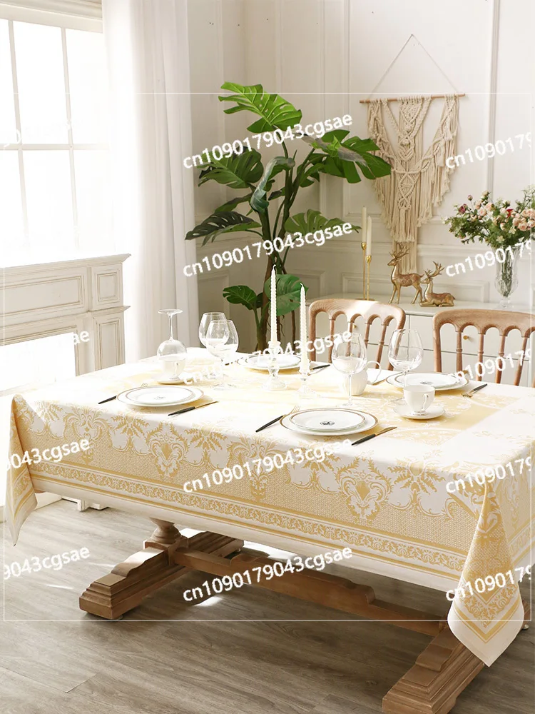 European Tablecloth High-end Cotton Jacquard Christmas and New Year Table Cloth American Light Luxury High-end Coffee Table