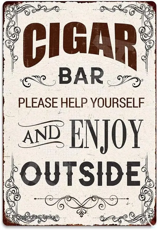 Funny Tin Signs Garage Cigar Bar Please Help Yourself and Enjoy Outside Metal Wall Art Home Decor Kitchen Poster Cafe Pub Plaque