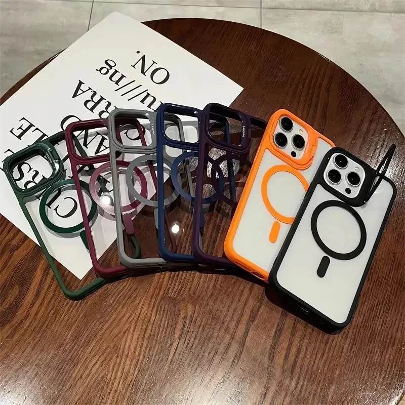 เคสติดกล้องสำหรับ iPhone 16 15 14 13 12 Pro Max Plus ฝาหลังแม่เหล็กสำหรับ Magsafe ป้องกันการกระแทก ใส