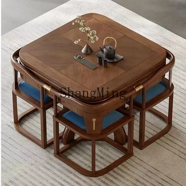 

SM solid wood mahjong machine dining table dual-purpose automatic multi-function silent small apartment mahjong table