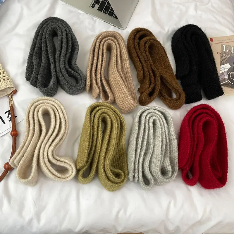 2025 New Style Fashionable Thin Scarfs Stackable Long Scarf Hot Girls Wear Woolen Scarf Korean Narrow Strip Scarf